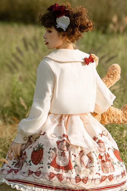 Bear Strawberry Doll Lolita Dress + Short Milk Jacket