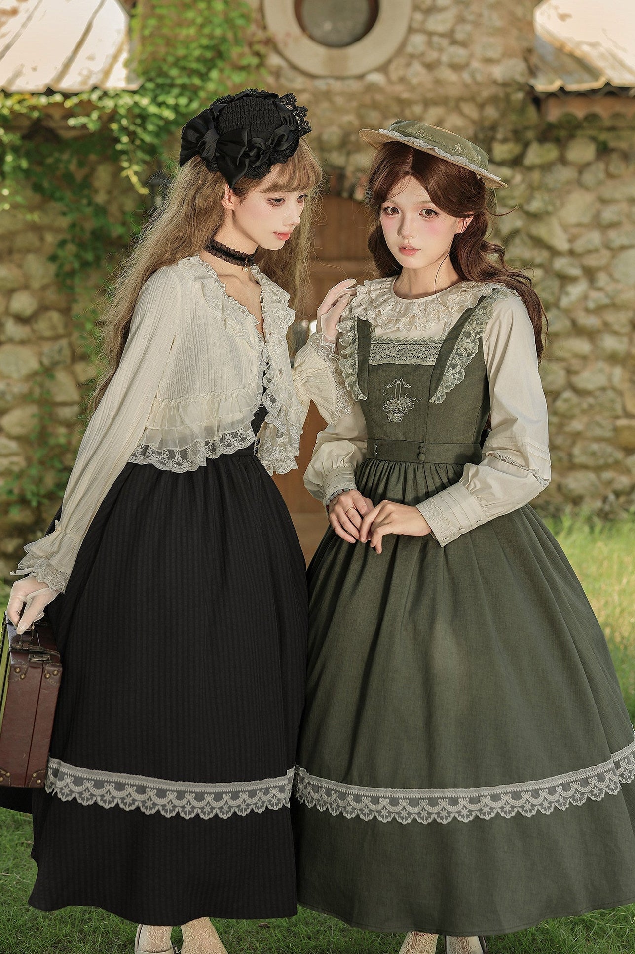 Twin Floral Basket Embroidered JSK Set-Up