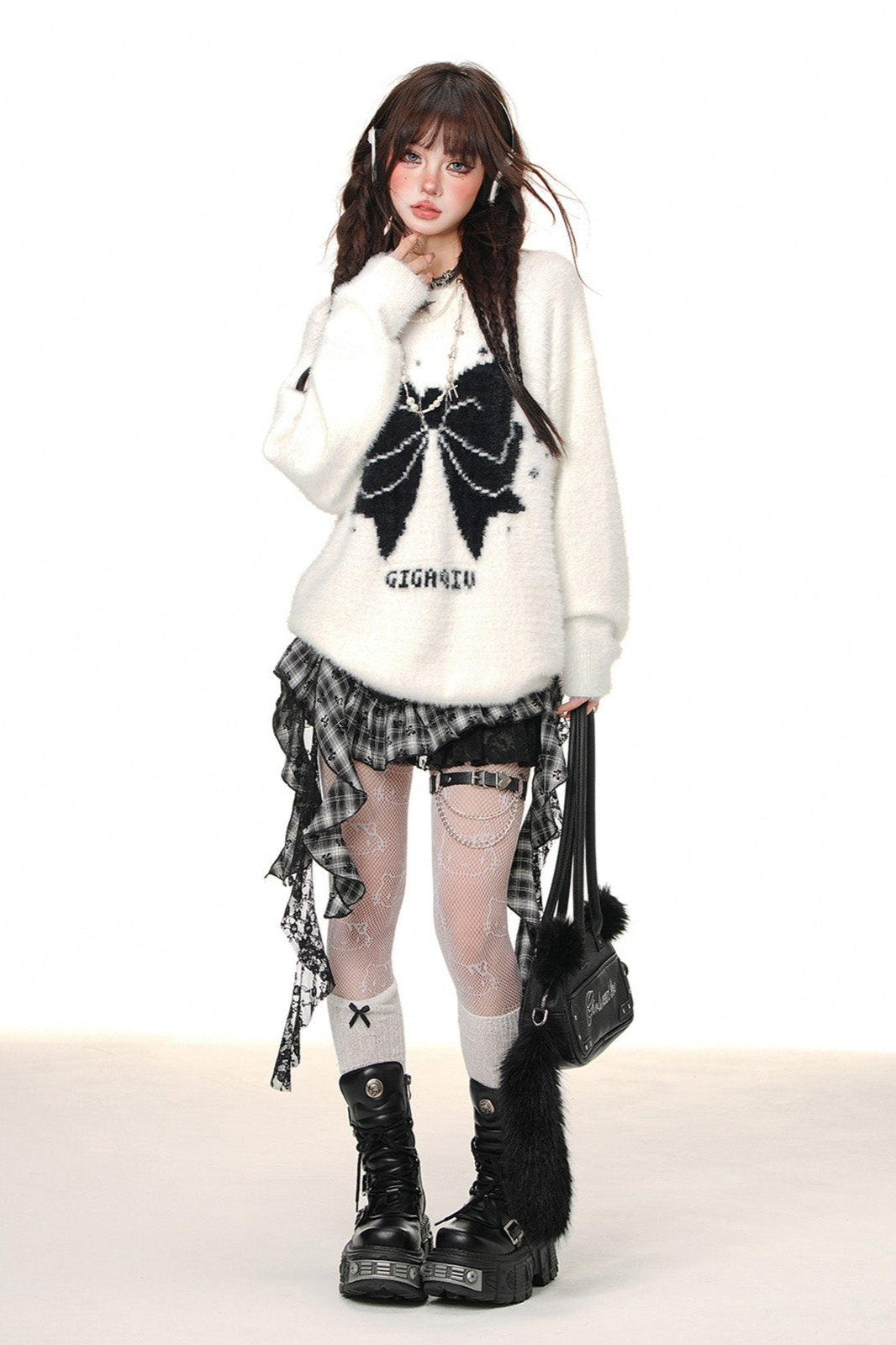 Soft Bow Imitation Mink Sweater