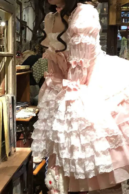 スウィートハートフリルリボンロリータドレス+BNT+ネックレス+姫袖