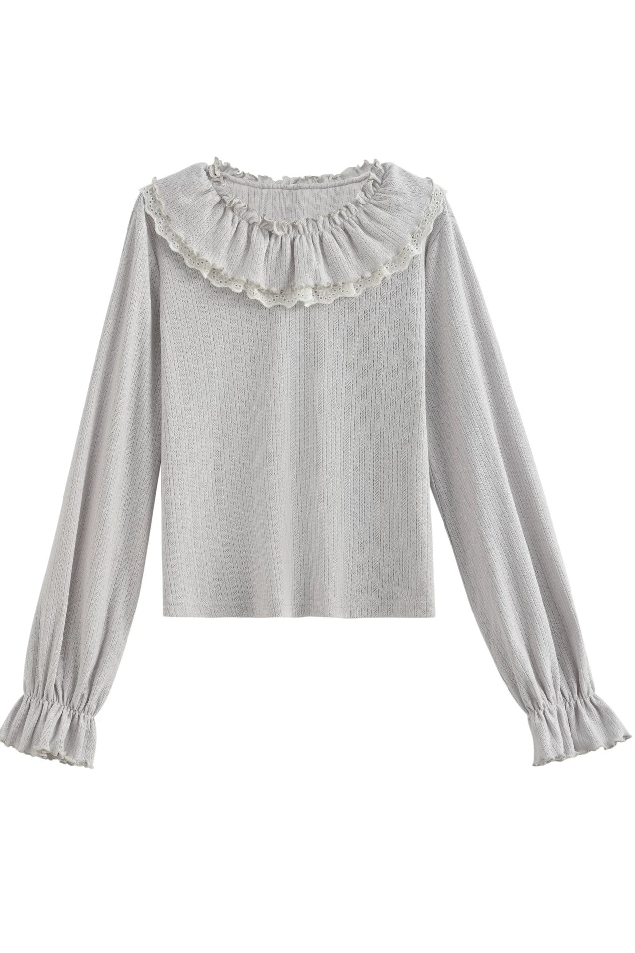 フリルカラーレトロスイートトップス