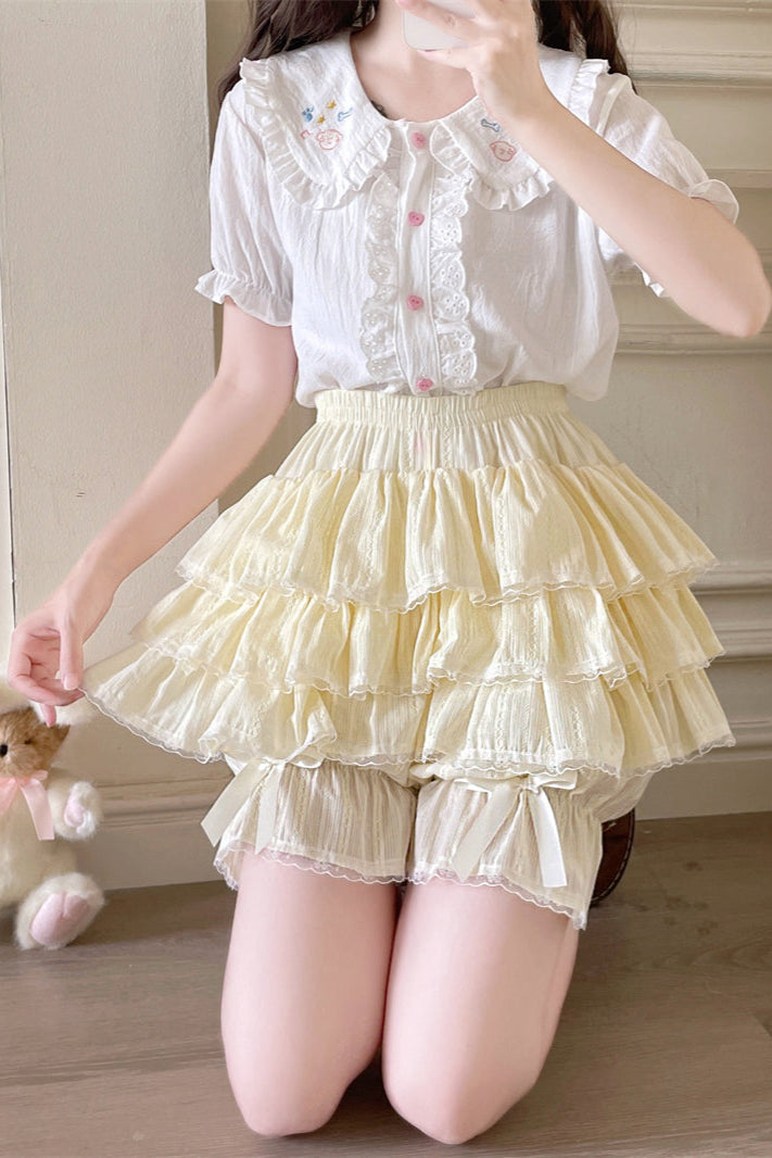 キュートフリルティアードスカートパンツ