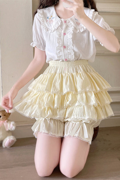 キュートフリルティアードスカートパンツ