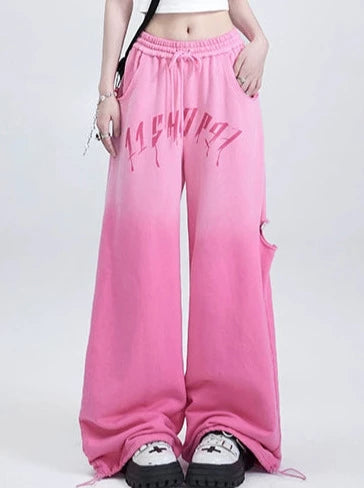 American Retro Gradient Pink Hold Lost Wide Straight Pants