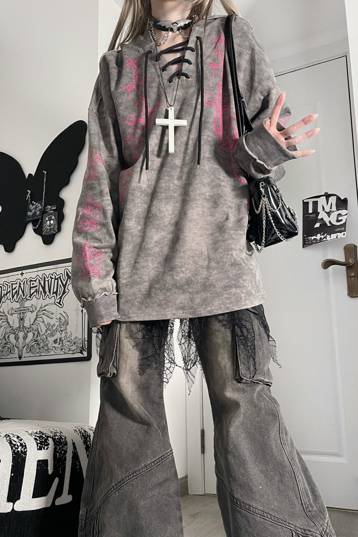 Subculture Dark Loose Hooded Top