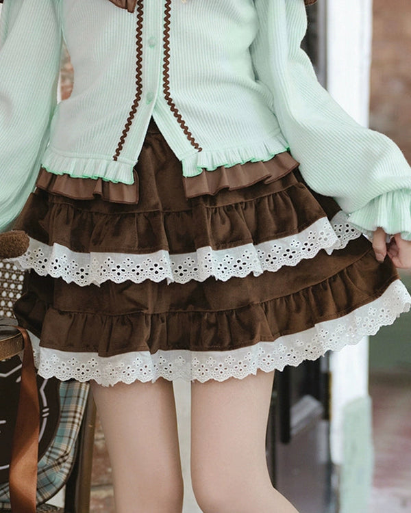 ワンショルダーニットセーター+スカート