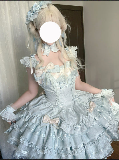 Tricolor dark gothic ribbon dress + accessories