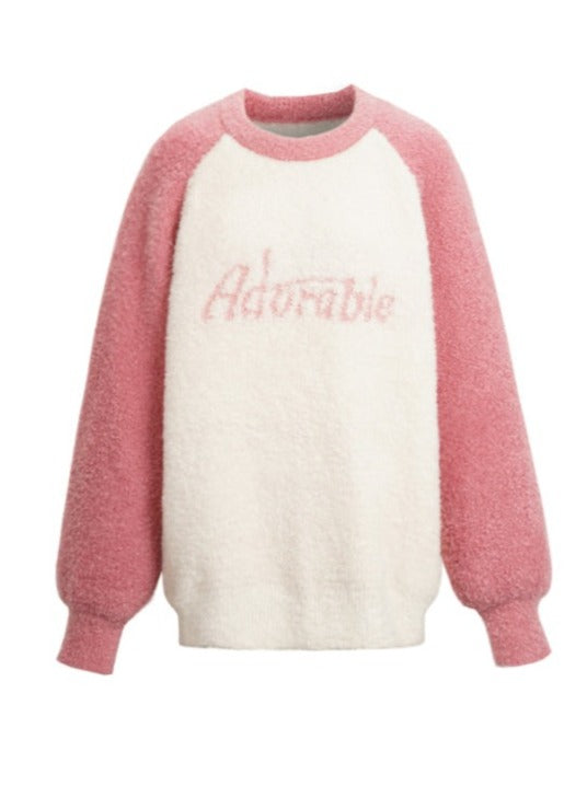 Loose Round Neck Teddy Fleece Sweater