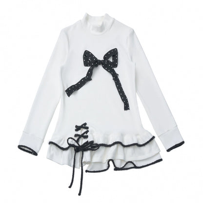 ポルカドットウィンターフリースジャケット+ベスト+トップス+スカートスカーフ