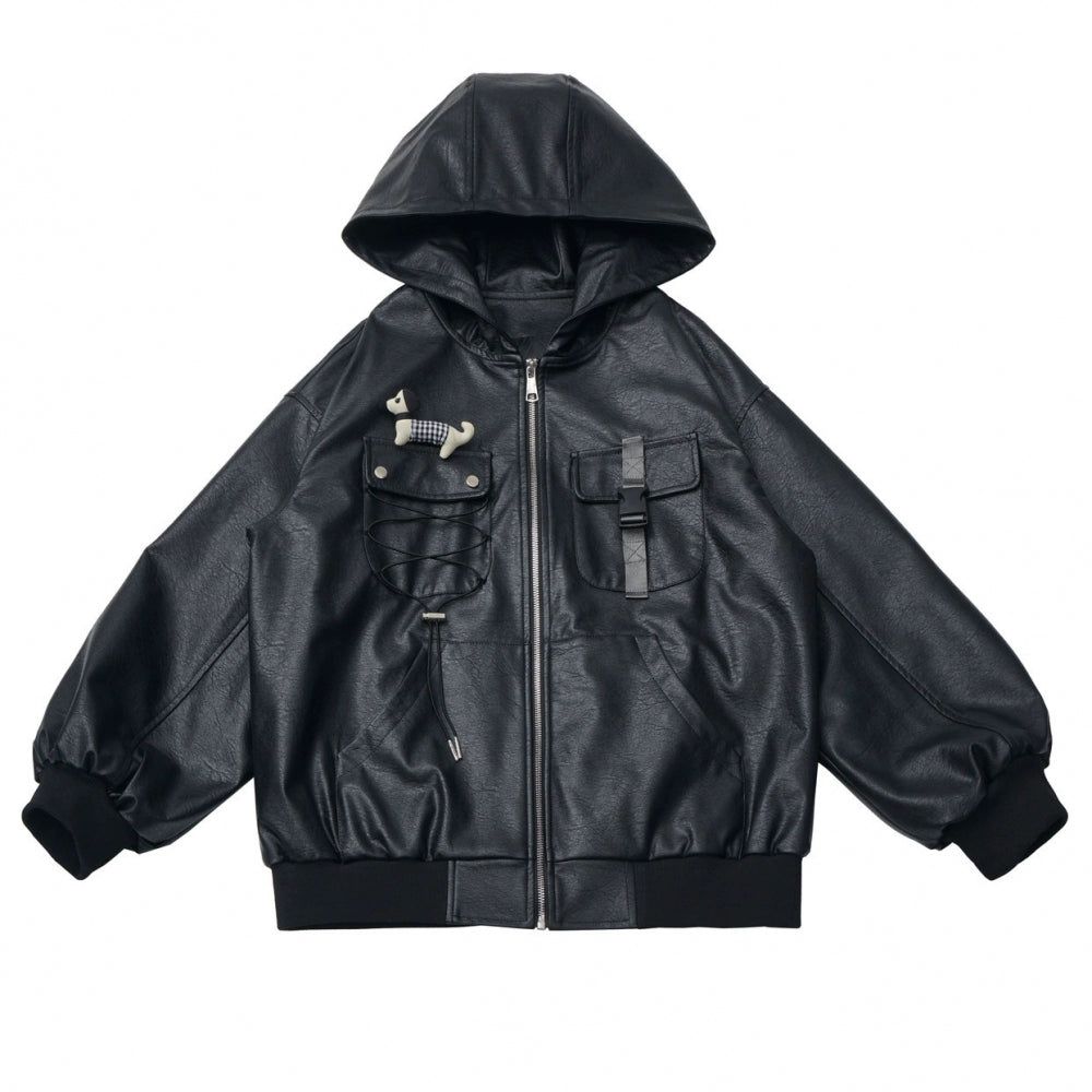 Leather jacket + shirt + long pants + sweatshirt + skirt