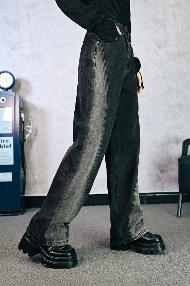 モードオッシュラインデザインデニムパンツ