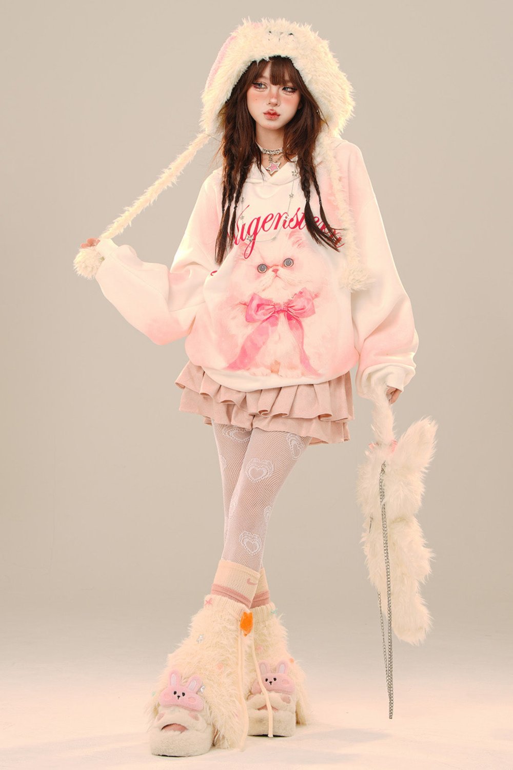 Cat Doll Loose Hoodie Oversized Sweatshirt