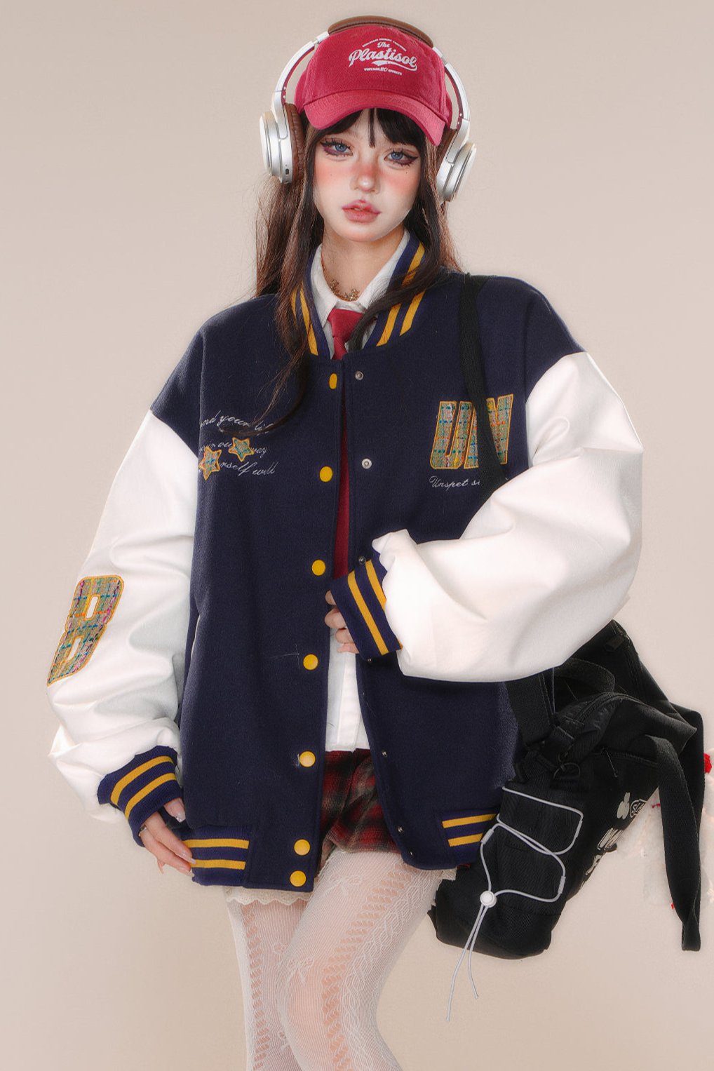 Over -size baseball club jacket