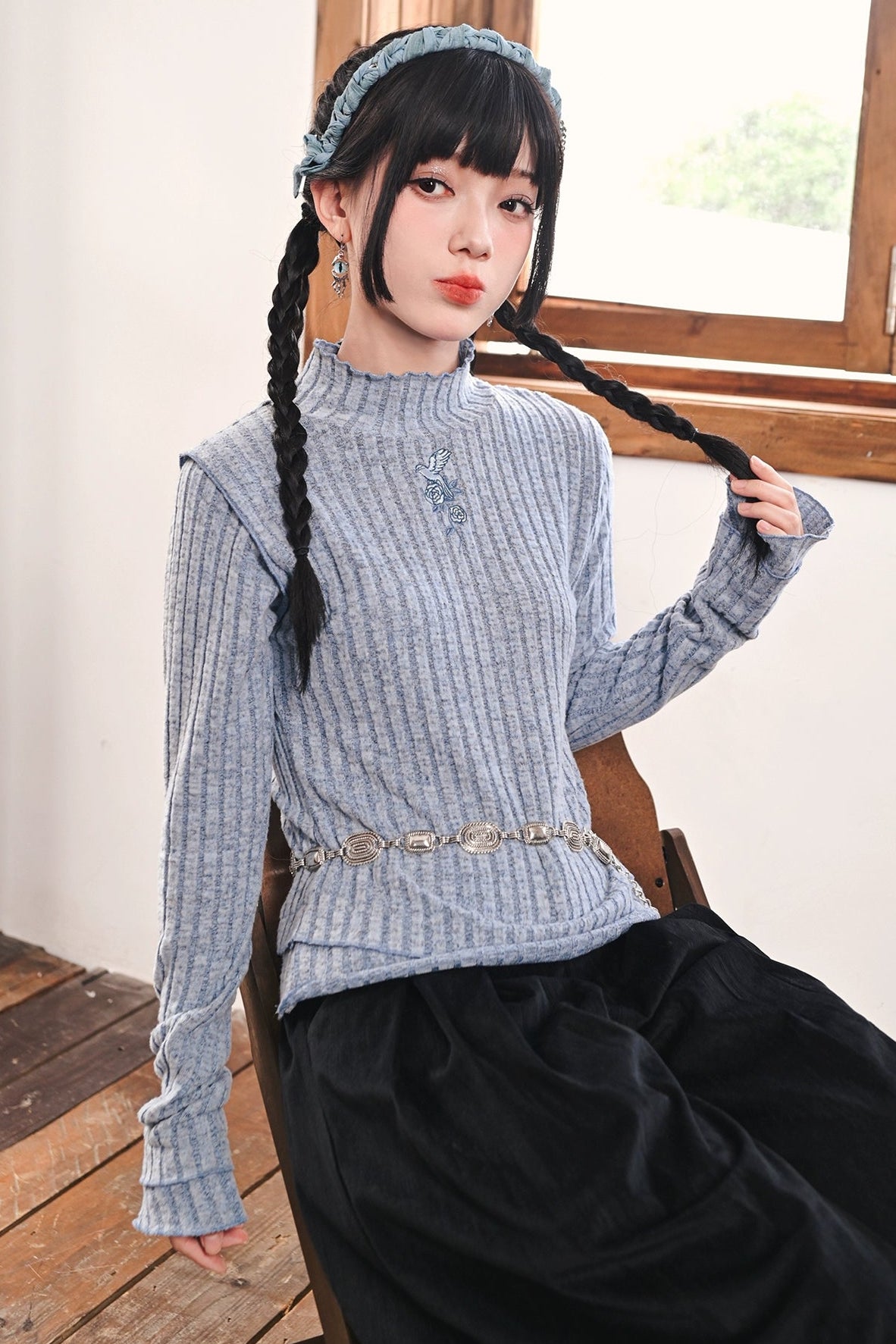 Ribbed Turtleneck Tops