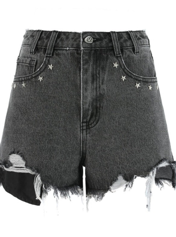 Star studs damage shorts