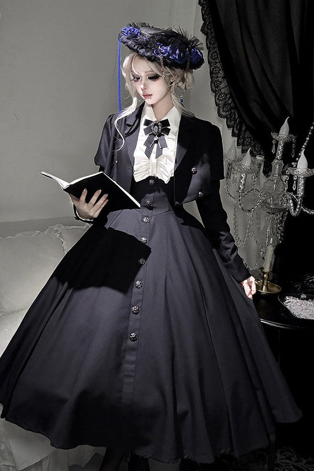 [Précommande jusqu'au 28 novembre] Sombre Night Poem Élégante chemise blanche foncée, robe, veste + Ensemble complet + Accessoires