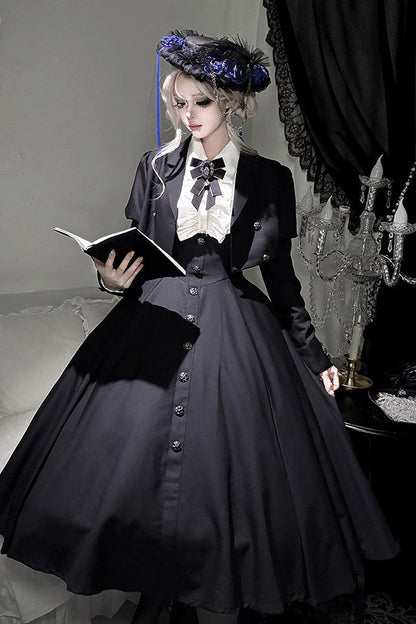 [Précommande jusqu'au 28 novembre] Sombre Night Poem Élégante chemise blanche foncée, robe, veste + Ensemble complet + Accessoires