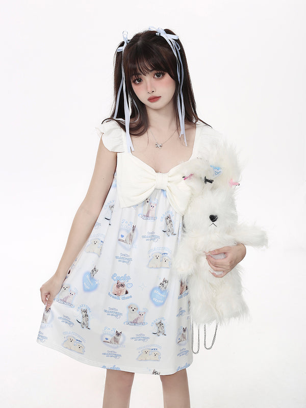 Pretty Dog &amp; Cat Nightwear Set・Big Ribbon Girly Nightdress