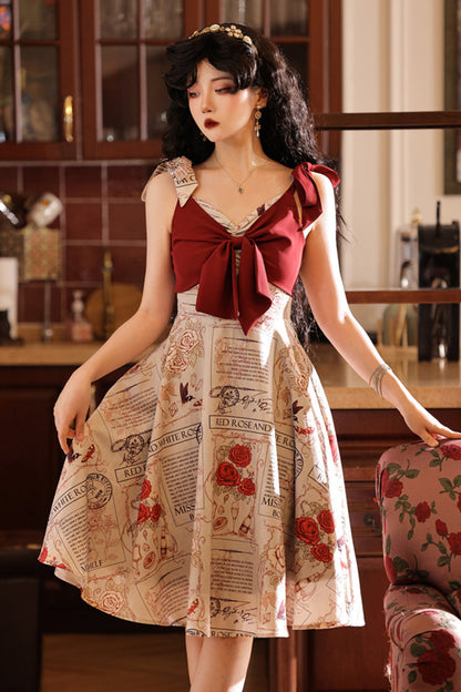 Antique Girl Ribbon Flare Dress