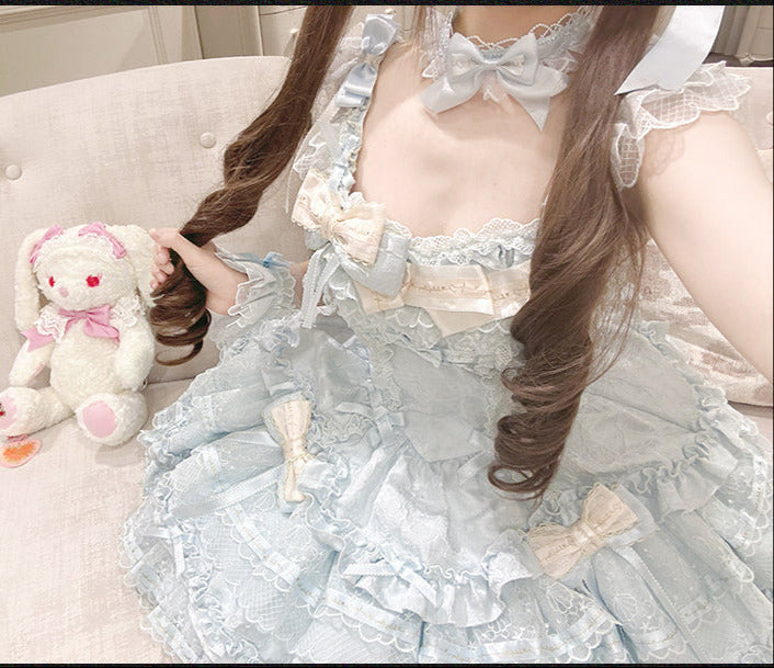 Tricolor dark gothic ribbon dress + accessories