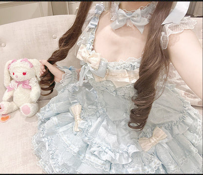 Tricolor dark gothic ribbon dress + accessories