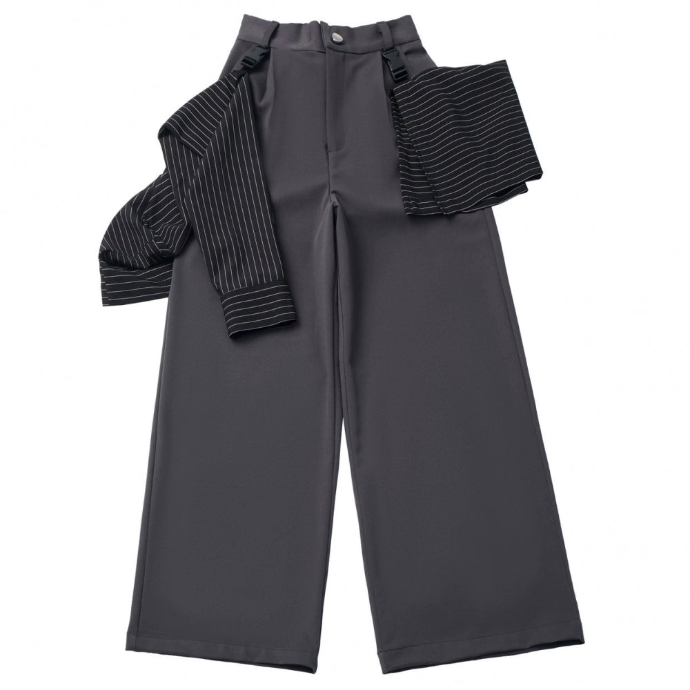 Neutral hooded jacket + coat + top + pants + straps