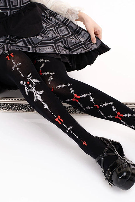 ゴシックリボンベルベットロリータタイツ