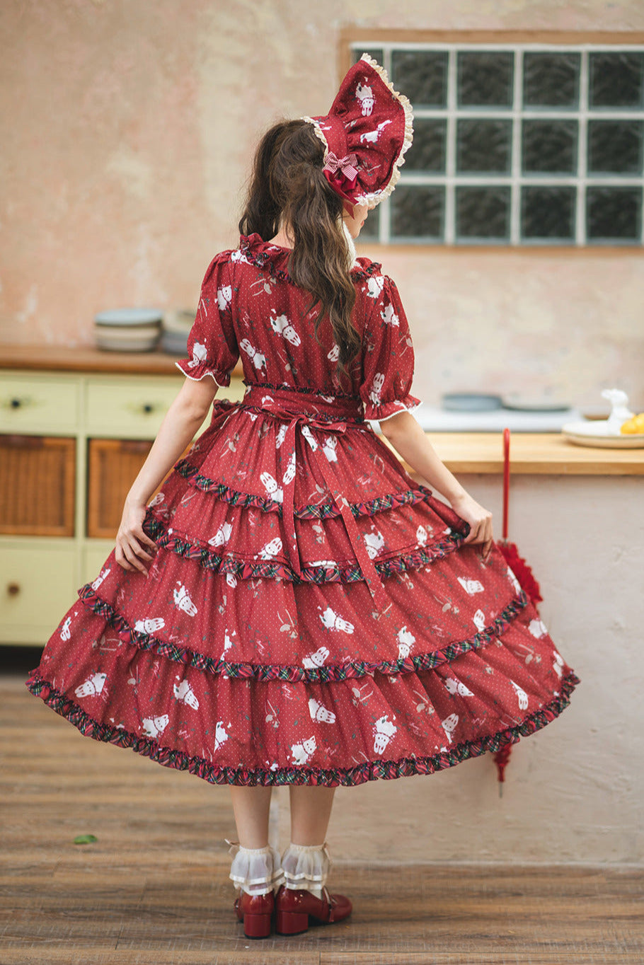 [Pre-order Deadline: January 31] Forest Berry Rabbit Series Daily Puff Sleeve Dress