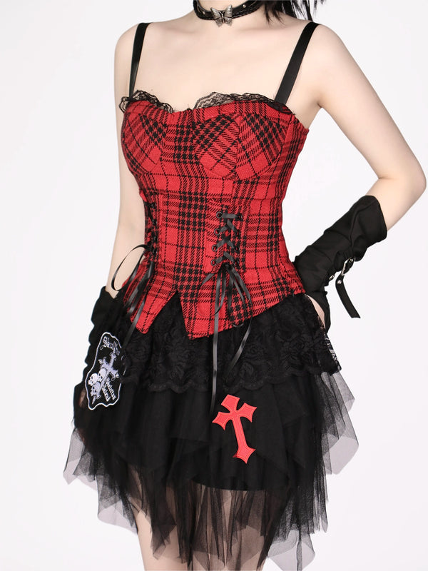 Rock Girl Red Camisole + Gothic Tulle Cake Skirt