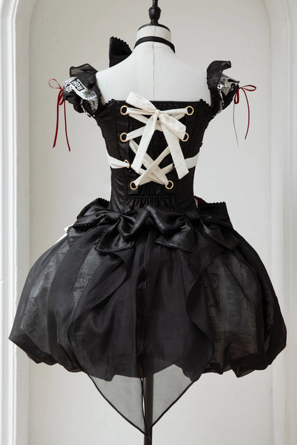 【9月3日予約締切】Gothic Fantasy Ribbon Choker with Playing Card and Bead Motif