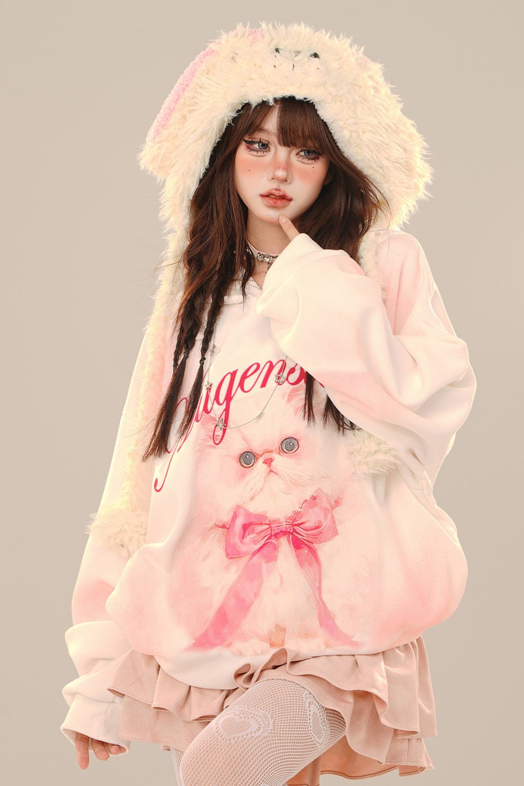 Cat Doll Loose Hoodie Oversized Sweatshirt