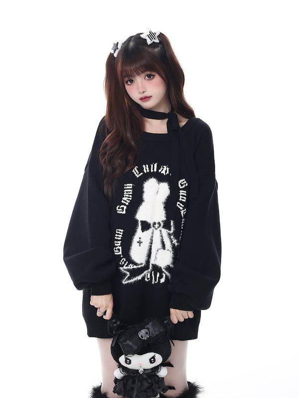 Gothic rabbit knit sweater pullover