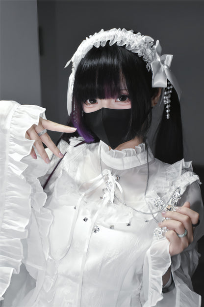 地雷バードサスペンダードレス＋シアースリーブトップス