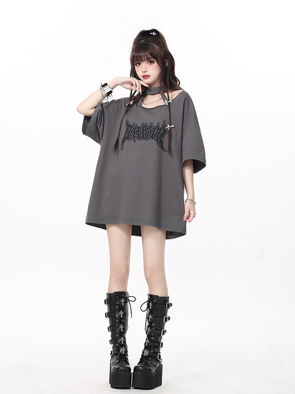 Choker Neck Gothic Loose Chain T-shirt