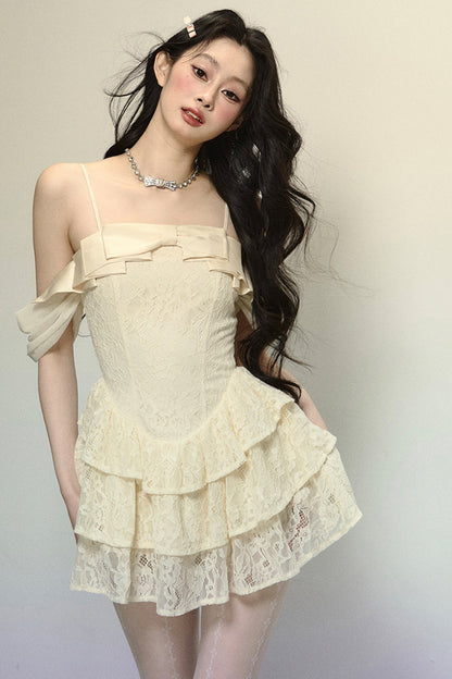 Sweet Frill Off-the-shoulder Dress