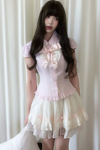 스위트 레이스 스트라이프 탑