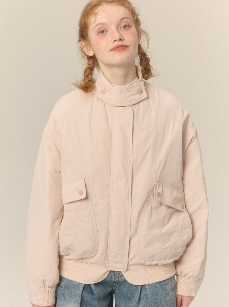 Pastel Short Stand Collar Cotton Jacket