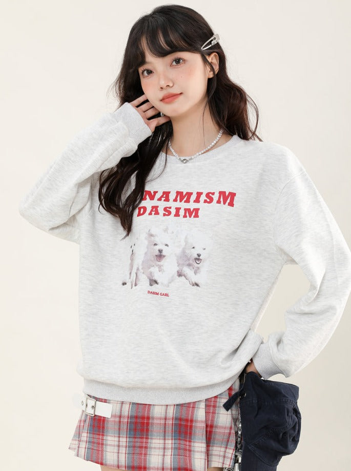 Dog design over grey sweatshirt