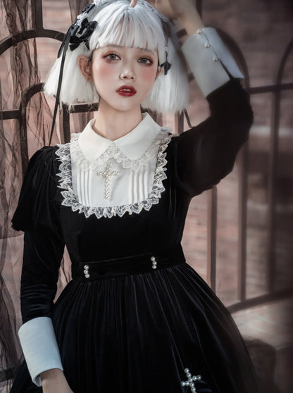 Velvet Cross Maid Gothic Dark Lolita Dress