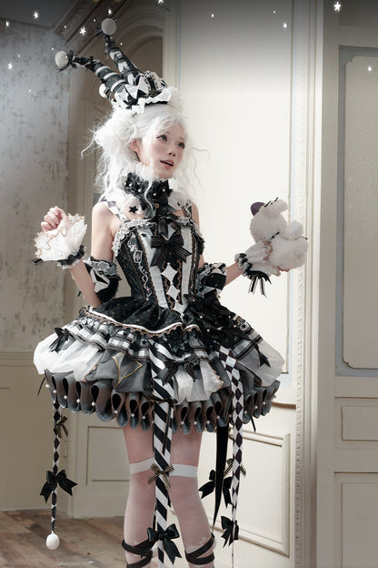 【12月26日予約締切】サーカスシリーズキングブラックアンドホワイトロリータピエロドレス＋フルセットA/B