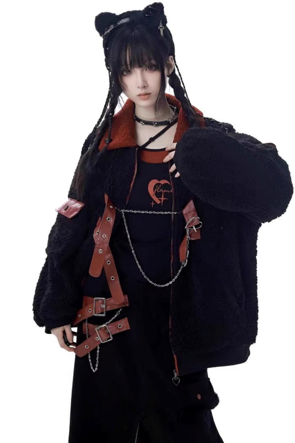 Super soft leather fleece jacket set-up