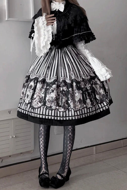 【10月3日予約締切】Black Elegant Gothic Beaded Fringe Layered Cape