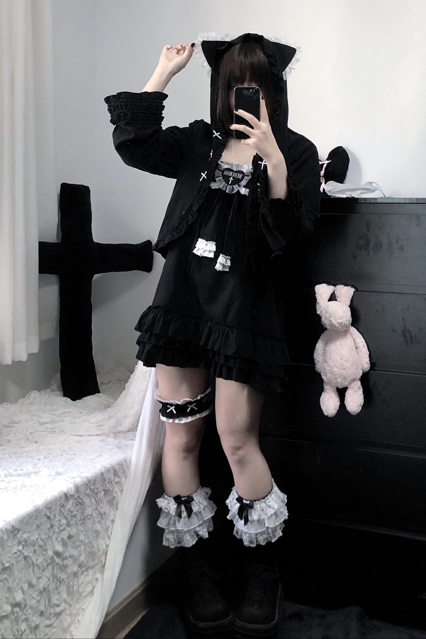 Vestido camisero de muñeca con corazón cruzado