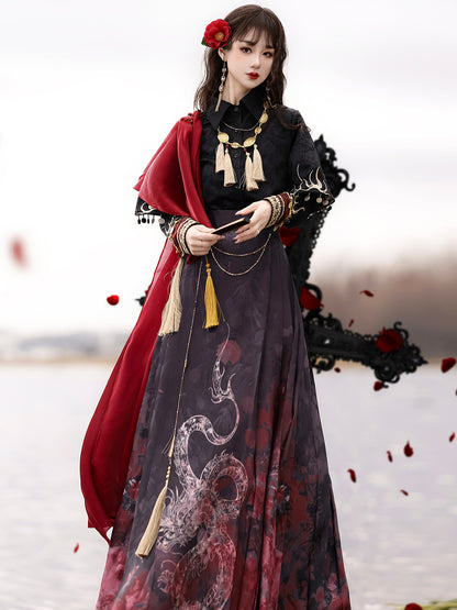 ファイヤーチャイナロングコート＋トップス＋ロングスカート