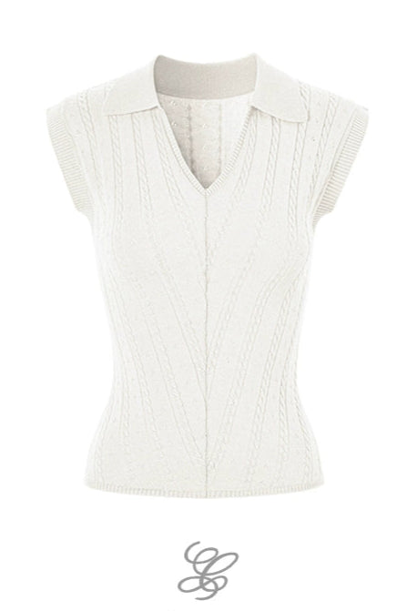 Polo Neck Sleeveless Top