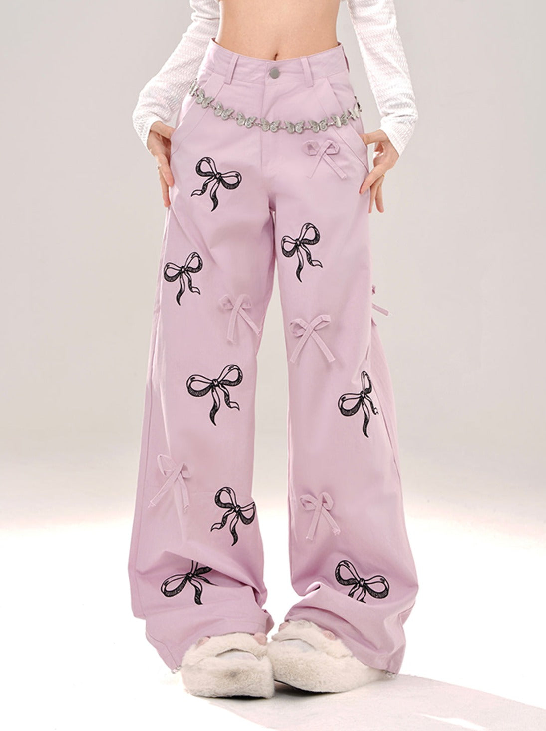 Ribbon Design Casual Pants