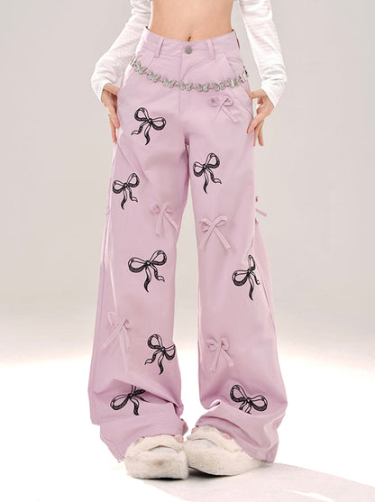 Ribbon Design Casual Pants