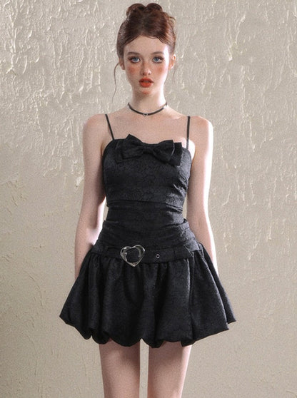 Little Hepburn Black Bow Sling Dress