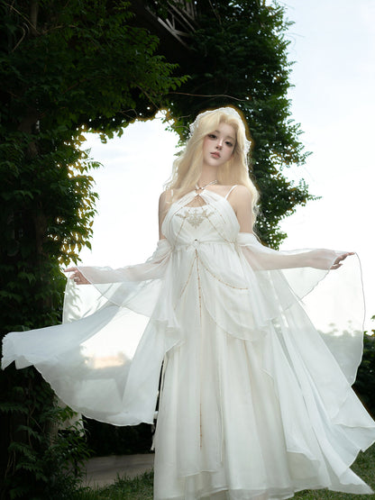 [Vorbestellschluss 14. Juli] Griechische-Göttin-Fantasy-Kleid mit Neckholder und Schalärmeln