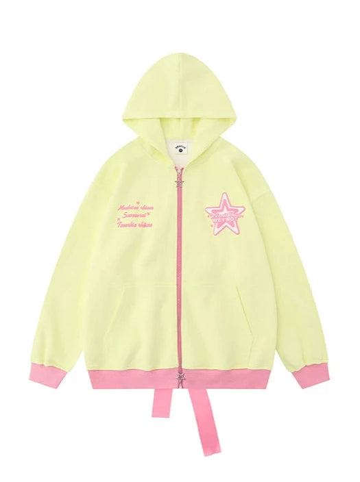 Star Ribbon Design Loose Hoodie